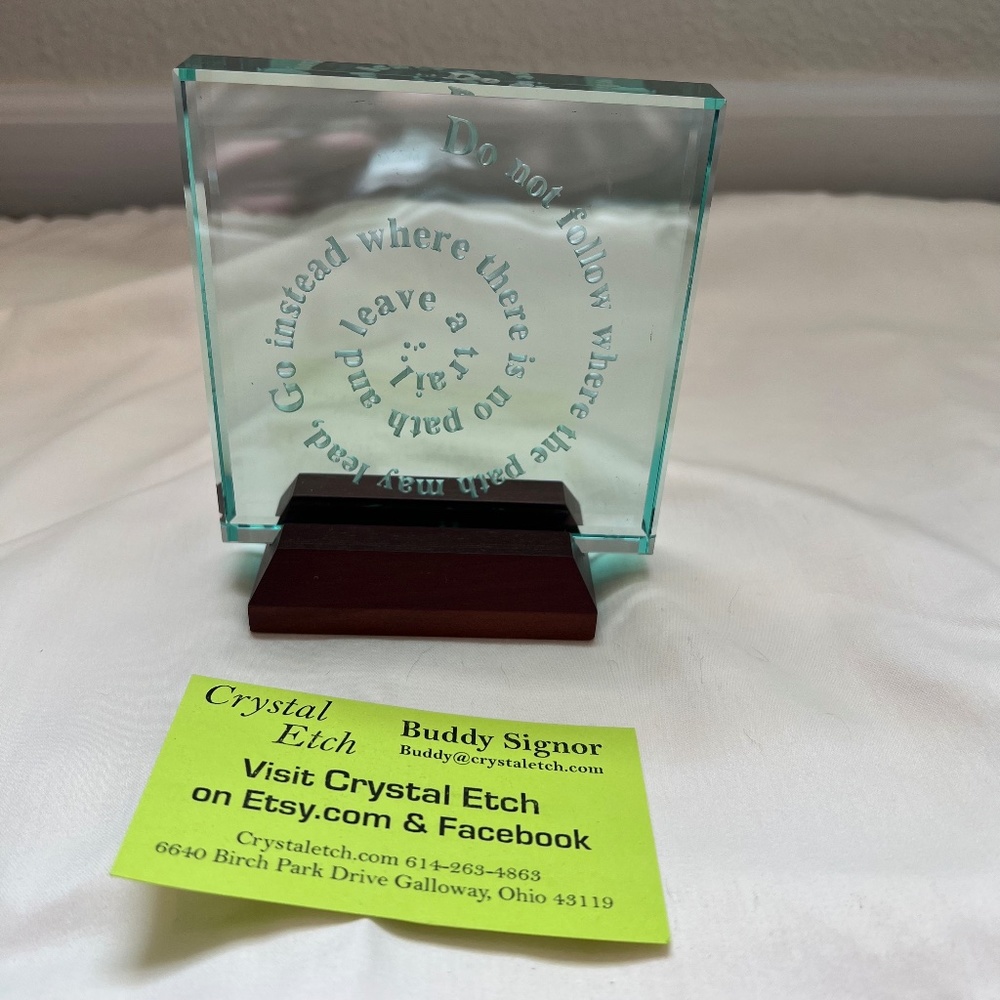 Crystal Etched Glass Motivational Desk Decor